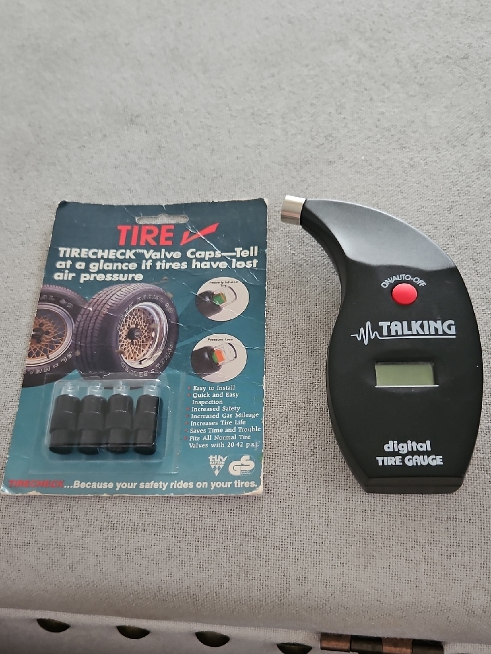 Talking Digital Tire Gauge and Tire Check Valve Caps